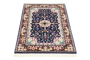 Navy & Maroon Floral 3X4 Kirman Oriental Rug