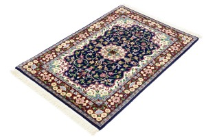 Navy & Maroon Floral 3X4 Kirman Oriental Rug