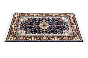 Navy & Maroon Floral 3X4 Kirman Oriental Rug