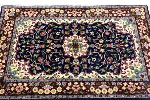 Navy & Maroon Floral 3X4 Kirman Oriental Rug