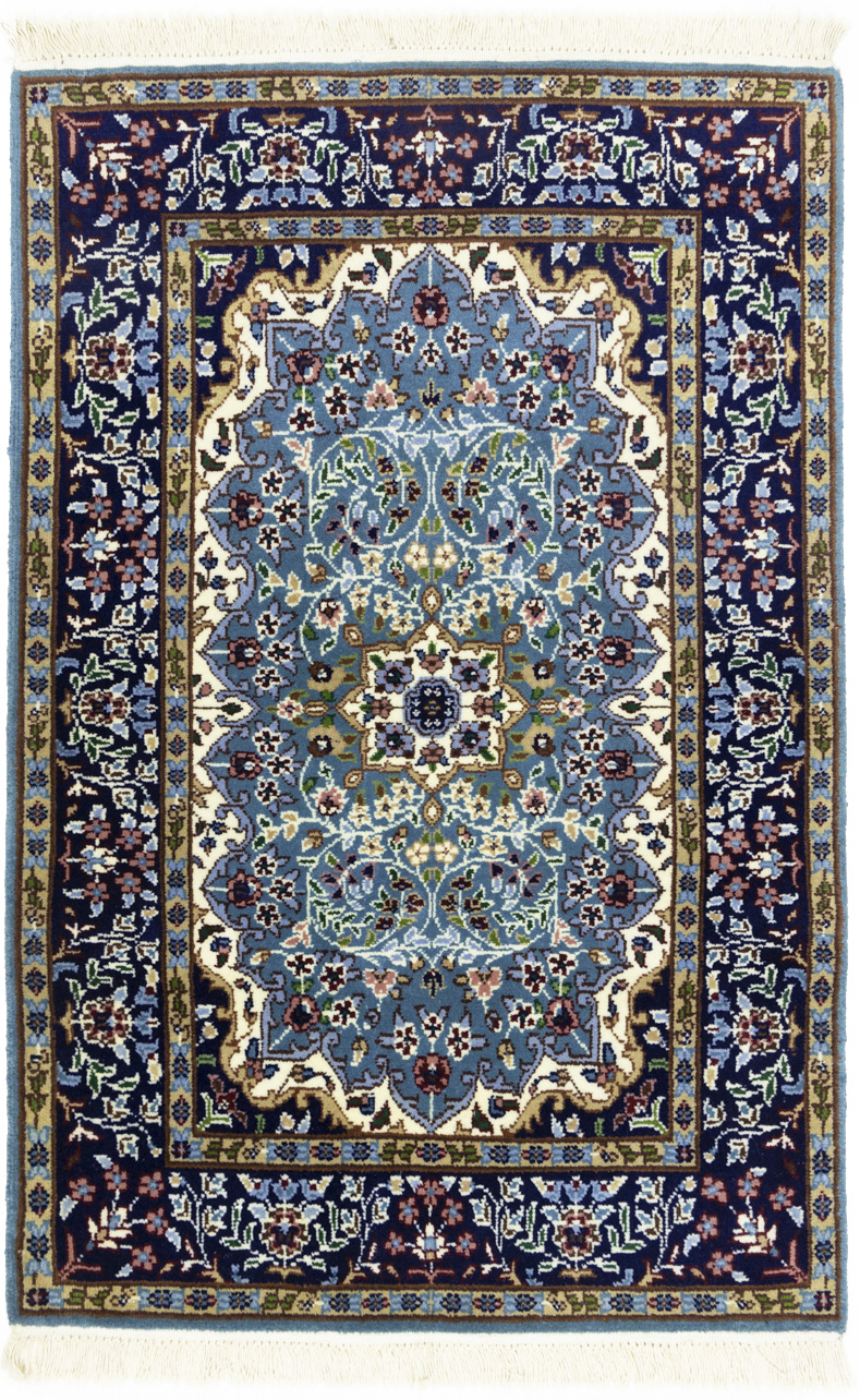 Blue & Navy Floral 3X4 Kirman Oriental Rug