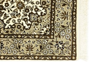 Cream Brown Floral 3X3 Kirman Oriental Square Rug