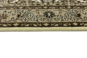 Cream Brown Floral 3X3 Kirman Oriental Square Rug
