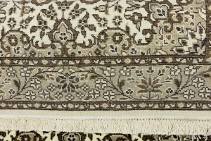 Cream Brown Floral 3X3 Kirman Oriental Square Rug
