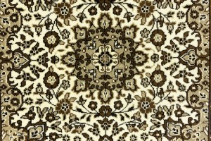 Cream Brown Floral 3X3 Kirman Oriental Square Rug