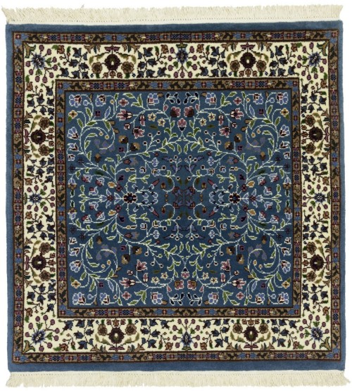 Blue Floral 3X3 Kirman Oriental Square Rug