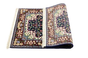 Navy & Maroon Floral 3X4 Kirman Oriental Rug