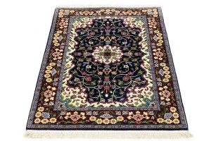 Navy & Maroon Floral 3X4 Kirman Oriental Rug