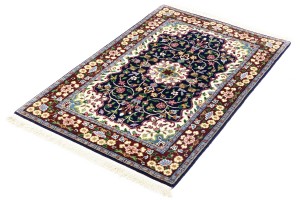 Navy & Maroon Floral 3X4 Kirman Oriental Rug