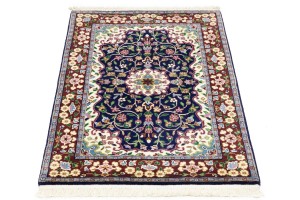 Navy & Maroon Floral 3X4 Kirman Oriental Rug