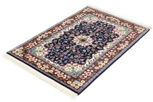 Navy & Maroon Floral 3X4 Kirman Oriental Rug