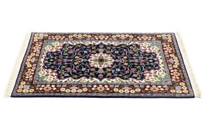 Navy & Maroon Floral 3X4 Kirman Oriental Rug