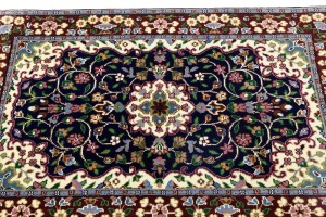 Navy & Maroon Floral 3X4 Kirman Oriental Rug