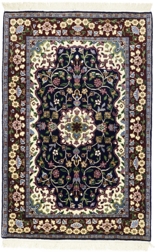 Navy & Maroon Floral 3X4 Kirman Oriental Rug