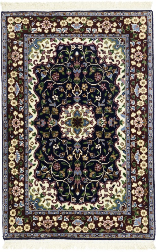 Navy & Maroon Floral 3X4 Kirman Oriental Rug