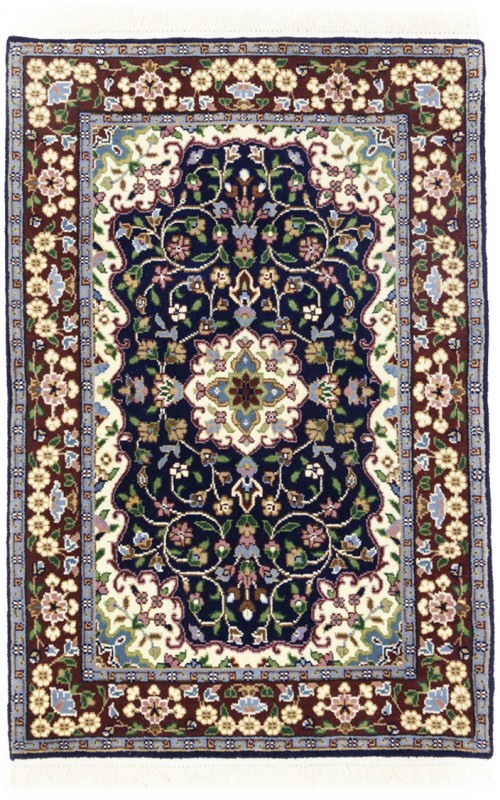 Navy & Maroon Floral 3X4 Kirman Oriental Rug