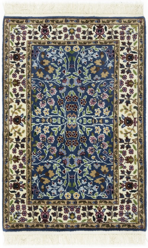 Blue & Cream Floral 2X3 Kirman Oriental Rug