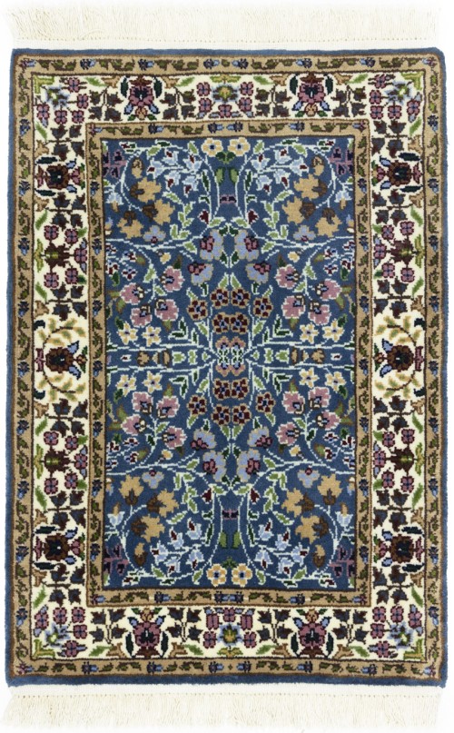 Blue & Cream Floral 2X3 Kirman Oriental Rug