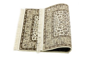 Cream & Brown Floral 2X3 Kirman Oriental Rug