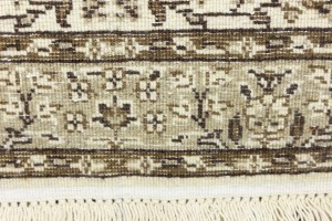 Cream & Brown Floral 2X3 Kirman Oriental Rug