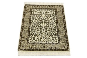 Cream & Brown Floral 2X3 Kirman Oriental Rug