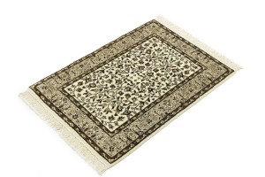 Cream & Brown Floral 2X3 Kirman Oriental Rug