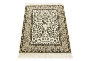 Cream & Brown Floral 2X3 Kirman Oriental Rug