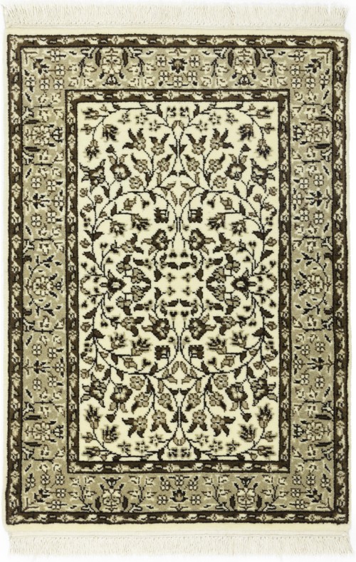 Cream & Brown Floral 2X3 Kirman Oriental Rug