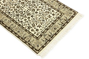 Cream & Brown Floral 2X3 Kirman Oriental Rug