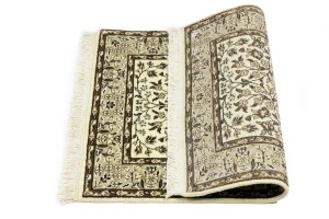 Cream & Brown Floral 2X3 Kirman Oriental Rug
