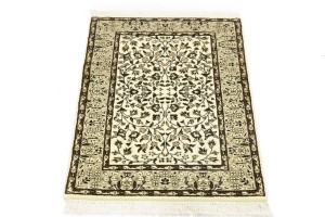 Cream & Brown Floral 2X3 Kirman Oriental Rug