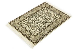 Cream & Brown Floral 2X3 Kirman Oriental Rug
