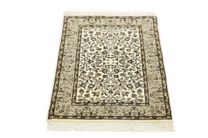 Cream & Brown Floral 2X3 Kirman Oriental Rug