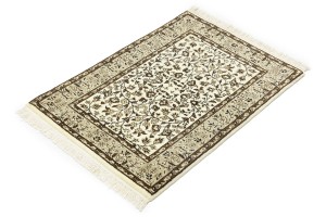 Cream & Brown Floral 2X3 Kirman Oriental Rug