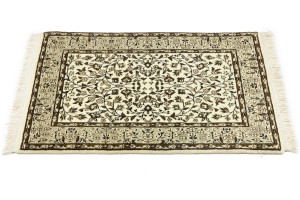 Cream & Brown Floral 2X3 Kirman Oriental Rug