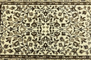 Cream & Brown Floral 2X3 Kirman Oriental Rug