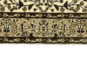 Cream & Brown Floral 2X3 Kirman Oriental Rug