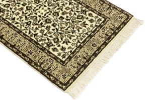 Cream & Brown Floral 2X3 Kirman Oriental Rug