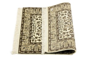 Cream & Brown Floral 2X3 Kirman Oriental Rug