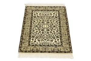 Cream & Brown Floral 2X3 Kirman Oriental Rug