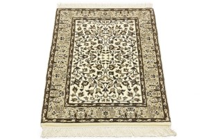 Cream & Brown Floral 2X3 Kirman Oriental Rug