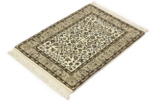 Cream & Brown Floral 2X3 Kirman Oriental Rug