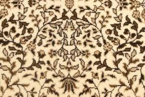 Cream Brown Floral 3X10 Kirman Oriental Runner Rug