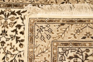 Cream Brown Floral 3X10 Kirman Oriental Runner Rug