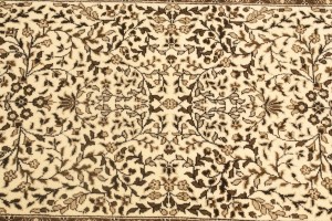 Cream Brown Floral 3X10 Kirman Oriental Runner Rug