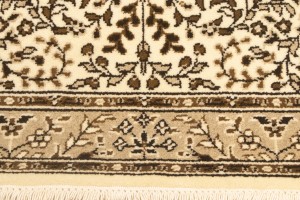 Cream Brown Floral 3X10 Kirman Oriental Runner Rug