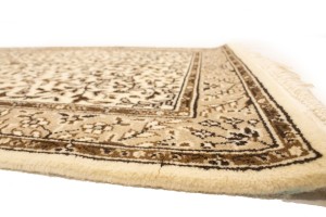 Cream Brown Floral 3X10 Kirman Oriental Runner Rug