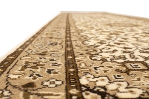 Cream Brown Floral 3X10 Kirman Oriental Runner Rug