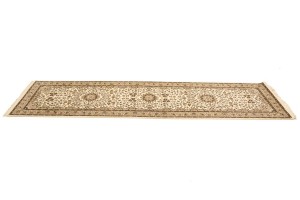 Cream Brown Floral 3X10 Kirman Oriental Runner Rug