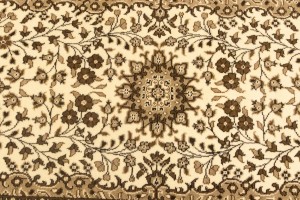 Cream Brown Floral 3X10 Kirman Oriental Runner Rug
